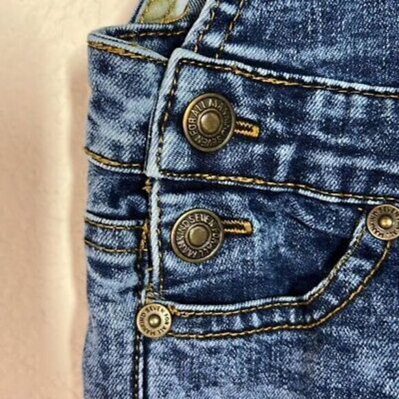 7 For All Mankind Baby Toddler Denim Overall Shorts Size 18M Blue - Picture 4 of 7